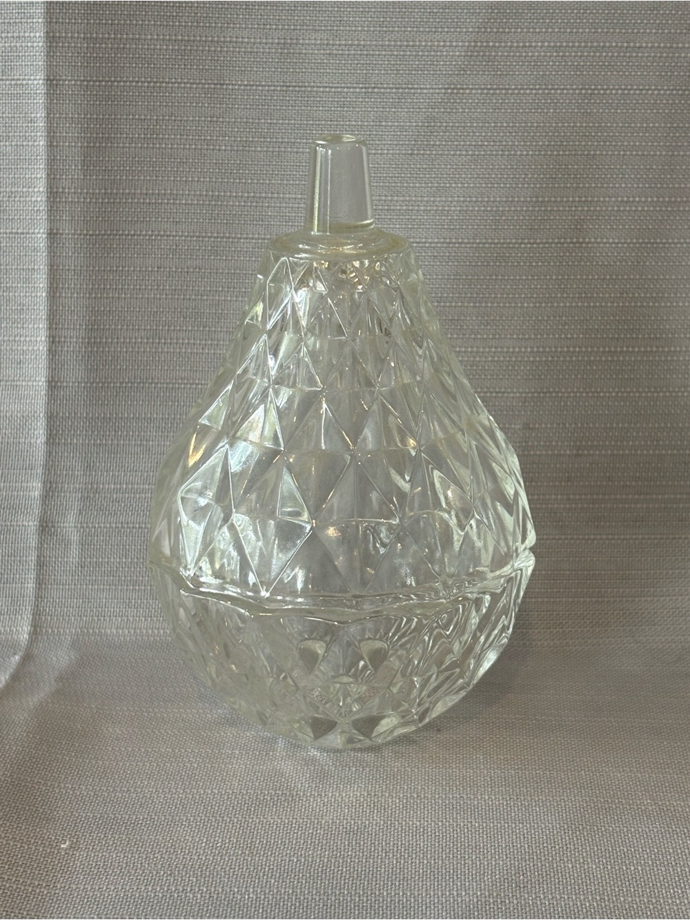Clear Glass Diamond-Cut Decorative Trinket Jar - Clear
